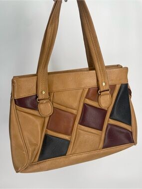 80s VTG Quilted Patchwork Style Retro Shoulder Bag Multicolor Handbag